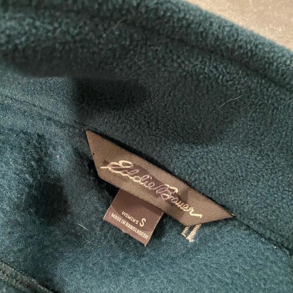 Eddie Bauer Women’s Full Zip Mock Neck Teal Fleece Vest Zip Pockets Size S - Picture 10 of 10